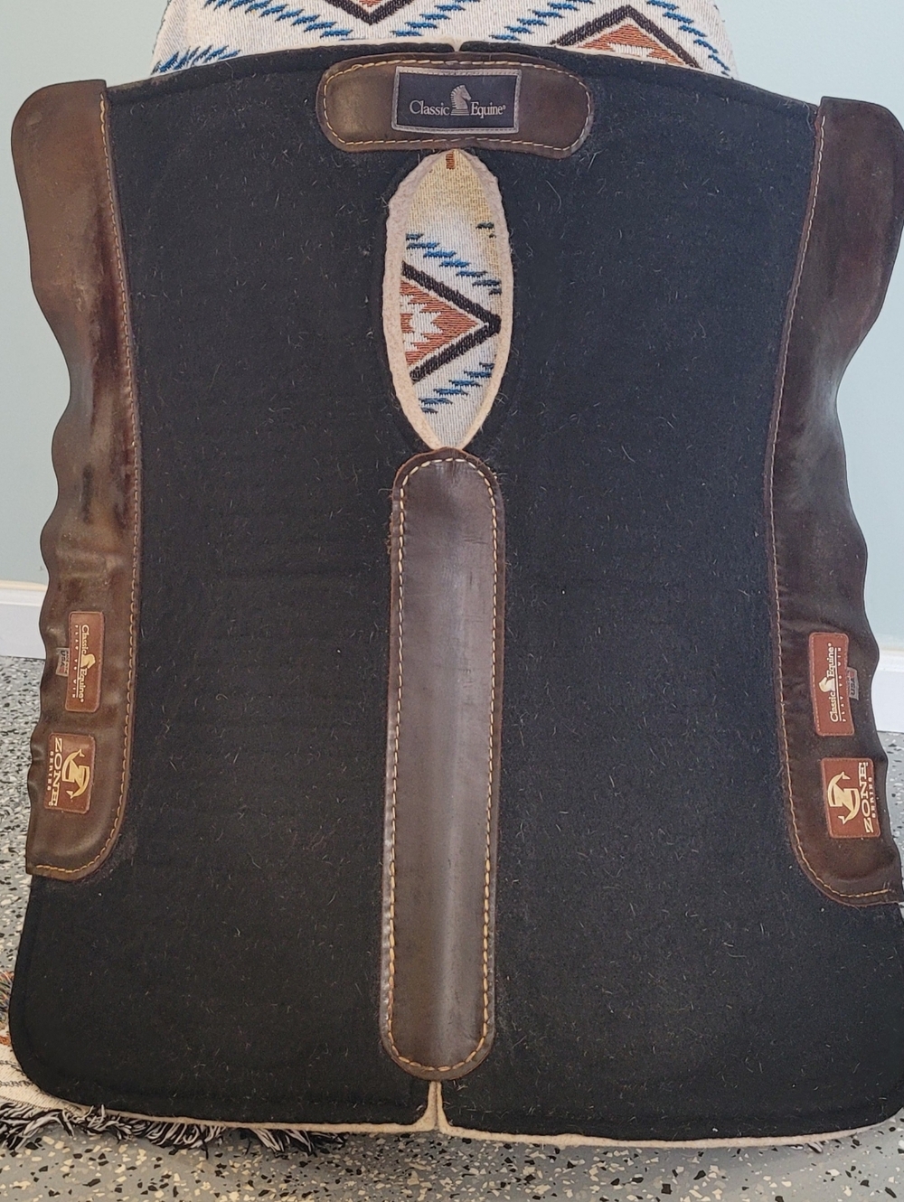 CLASSIC EQUINE Zone Series Brown Wool Western Saddle Pad, 28x30, 3/4" Thick - Picture 4 of 15